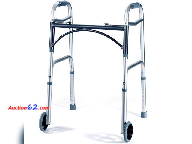 Lot 44-656m - Medical King Silver Aluminum Rolling Walker for Seniors and Adults, 350 Pounds Weight Capacity, Foldable, Classic Style Not Tested See All P...