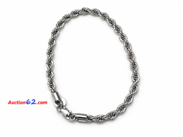 Lot 44-6011n - Silver colored rope bracelet/anklet. Approximately 10 inches. No markings. Appears New, A basic inspection has been given to this item. Sold...