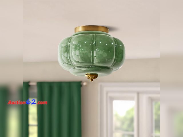 Lot 44-108 - $229 Retail price - CKENSU Milk Glass Ceiling Light Fixture - Farmhouse Antique Brass Semi Flush Mount Ceiling Light for Kitchen, Hallway, a...