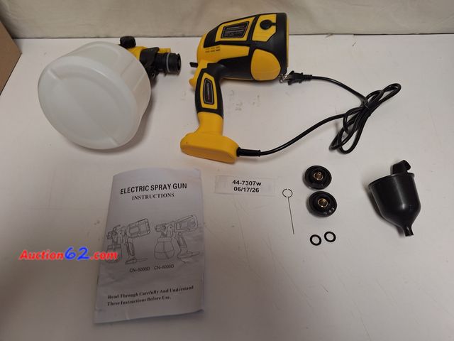 Lot 44-7307w - Paint sprayer electro spray gun 800W, E-Commerce Return, A basic inspection has been given to this item. Sold AS-IS. Powers on, not tested f...