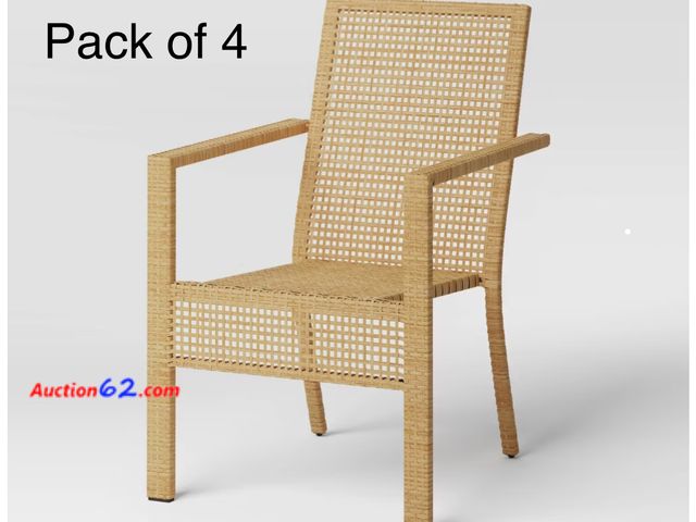 Lot 44-812z - Pack of (4) Total Retail $400- Stacking Steel Outdoor Patio Chairs, Arm Chairs Brown - Threshold™: R...