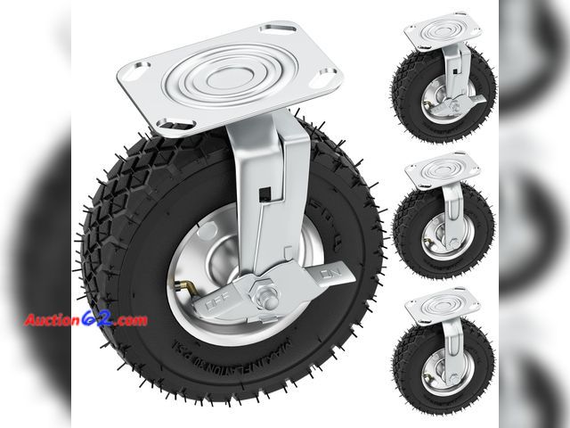Lot 44-2539w - $79.99 Retail price - 8 inch Casters Wheels, Heavy Duty Casters Set of 4 Load 880lbs with Brake, Locking Swivel Plate Caster, Industrial Cas...