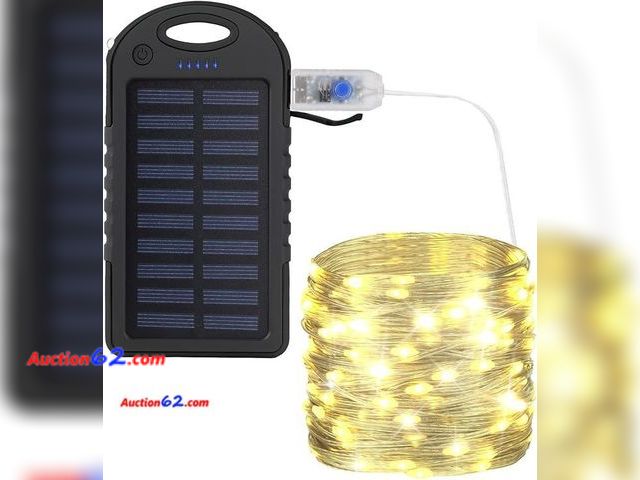 Lot 44-9025r - Solar Camping String Lights - Solar String Lights Outdoor Waterproof, Rechargeable Light with 8 Modes Appears New, A basic inspection has be...