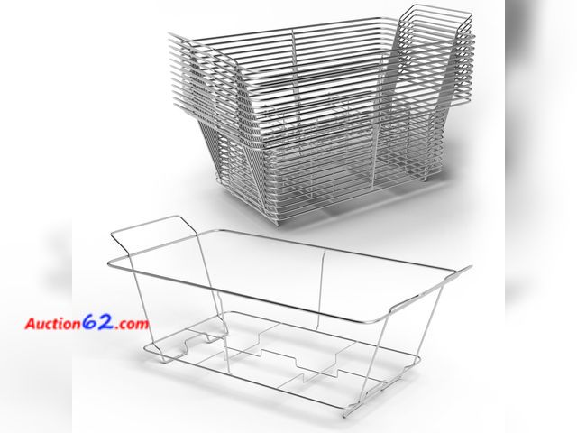 Lot 44-841i - Caterpax - 12 Pack - Professional Fixed Chafing Wire Rack: Heavy Duty Plated Steel Chafer Stand for Full Size &amp; Half Size Steam Table Pa...