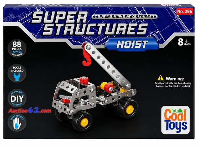 Lot 44-6058m - Super structure Hoist 88 pc DIY from totally cool toys. Ages 8+. See photo Not Tested Never Opened, Factory Sealed Appears New, A basic insp...