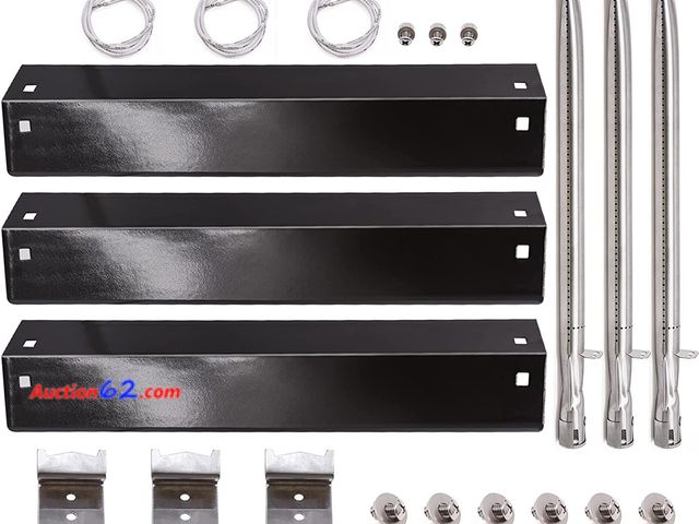 Lot 44-105o - Criditpid Grill Parts for Chargriller 5050, 5650, 3001, 3030, 5072, 3008, 4000, 5252, 5050 Grill Models, Porcelain Steel Heat Plate, Burner ...