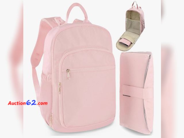 Lot 44-6577r - Diaper Bag Backpack Small Diaper Baby Bag for Travel, Mini Lightweight Diaper Backpack with Changing Pad Insulated Pockets (Pink) Appears Ne...
