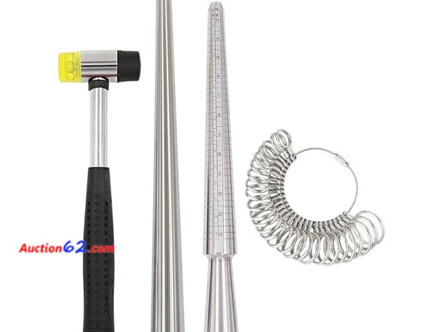 Lot 44-6650w - Ring Sizer Measuring Tool Ring Mandrel Set Ring Sizer Tool Ring Sizer Gauge US&amp;UK Size Ring Mandrel Stainless Steel Rubber Jewelers Mall...