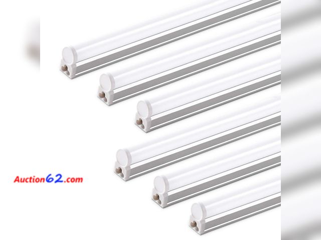 Lot 44-242 - Barrina (6 Pack LED T5 Integrated Single Fixture, 4FT, 2200lm, 6500K Super Bright White, 20W Utility LED Shop Light, Ceiling and Under Cabin...