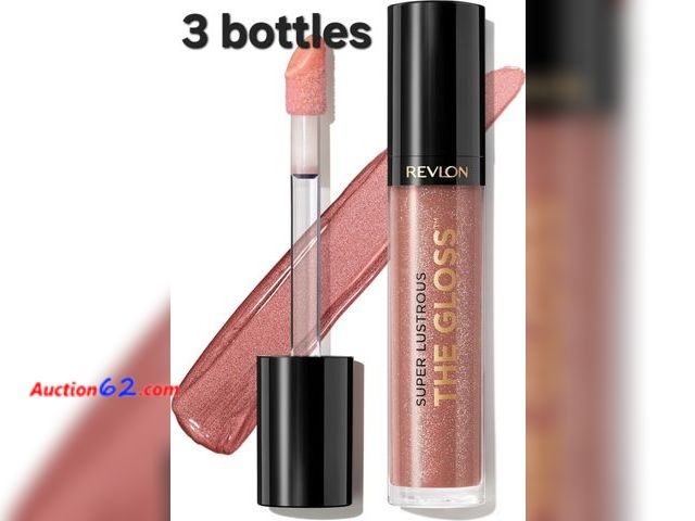 Lot 44-6710b - Lot of 3 Bottles, Revlon Super Lustrous Lip Gloss, Non-Sticky, High Shine Finish, 260 Rosy Future, 0.13 Oz Appears New