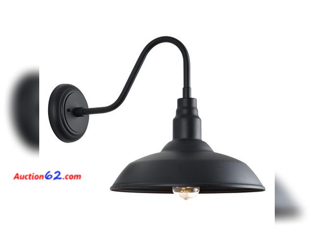 Lot 44-271 - $75.99 Retail price - GOALPLUS 14in Outdoor Gooseneck Light Fixture for Porch, Large Exterior Barn Light with Wall Mount, Black Industrial L...