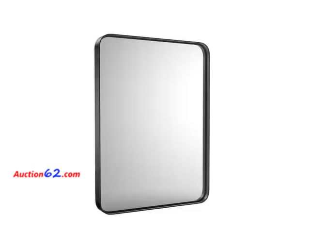 Lot 44-1557j - Modern 36 in. W x 24 in. H Rectangle Black Framed Bathroom Vanity Mirror Wall Mirror with Rounded Corners Appears New, A basic inspection ha...