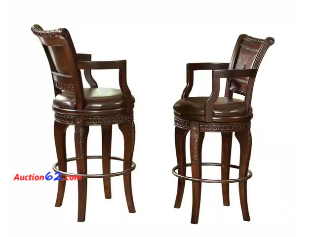 Lot 44-18b - Retail value $606- Antoinette 47 in. Cherry Swivel Bar Chairs (Set of 2) Appears New Not Tested