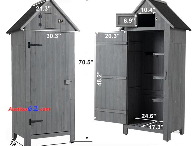 Lot 44-66z - Retail value of $306- SPOFLYINN Outdoor Wooden Storage Shed with Sloping Asphalt Roof Garden Shed St...