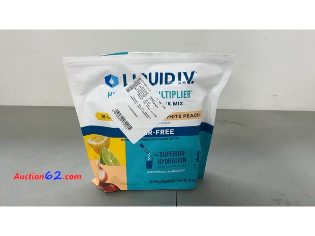 Lot 44-1738j - Liquid I.V. Hydration Multiplier Drink Mix White Peach Not Tested See All Photo's E-Commerce Return, A basic inspection has been given to th...