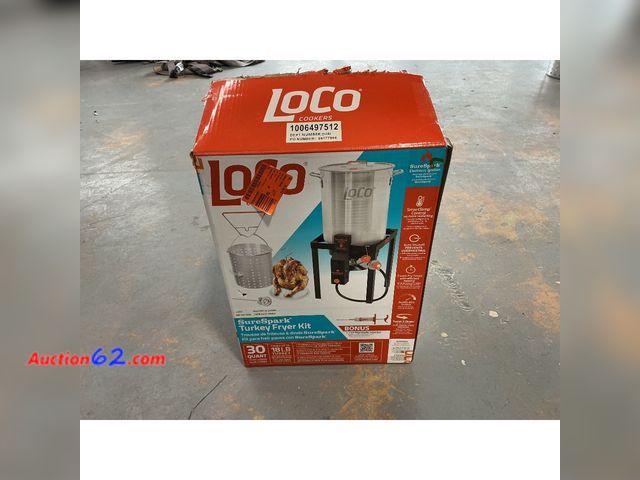 Lot 44-771i - $140 Retail price - Loco Cookers SureSpark Turkey Fryer Kit - 30 Quart Capacity, Bonus Injector See All Photo's Not Tested E-Commerce Return...