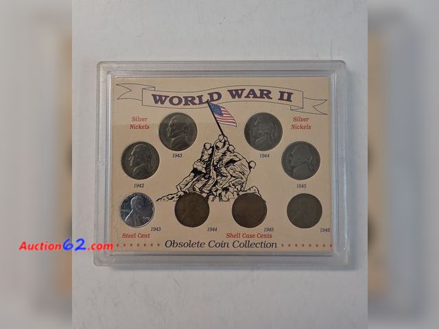 Lot 44-8311g - COLLECTION OF WWII ERA COINAGE (INCLUDES FOUR [4] SILVER JEFFERSON WAR NICKELS [1942-P, 1943-S, 1944-P, 1945-D], ONE [1] 1943 STEEL LINCOLN ...
