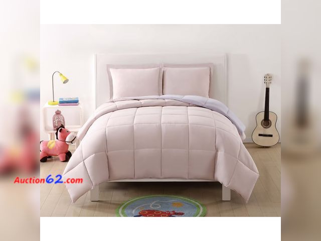 Lot 44-4016j - Retail of $59.99-Full/Queen Anytime Solid Reversible Kids' Comforter Set Blush/Lavender - My World: Girls Bedding, Polyester, Modern Style A...