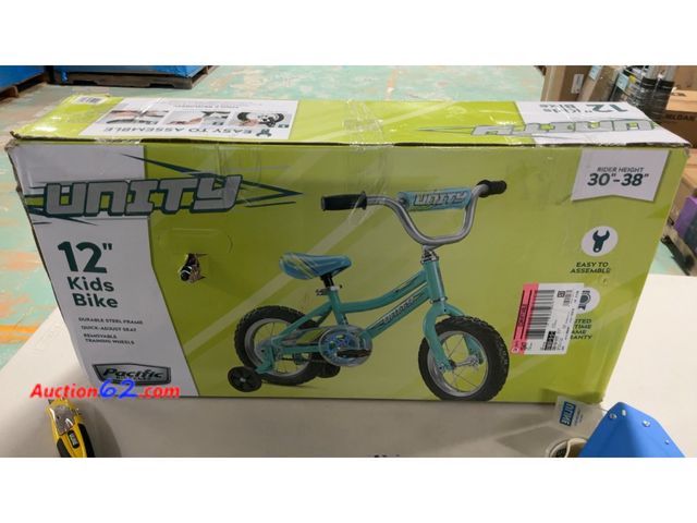 Lot 44-1992 - Pacific Unisex Unity 12" Kids' Bike - Teal Blue Not Tested See All Photo's E-Commerce Return, A basic inspection has been given to this item...