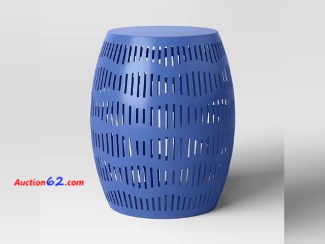 Lot 44-178p - Metal Cutout Round Patio Accent Table Blue Appears New, A basic inspection has been given to this item. Sold AS-IS.