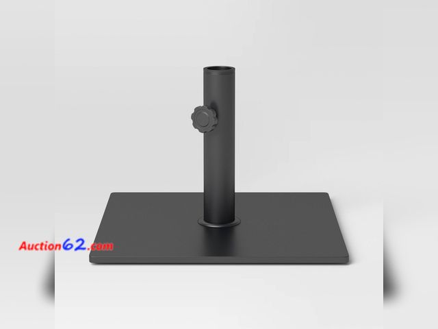 Lot 44-317p - 25lb Steel Square Outdoor Patio Market Table Umbrella Base Black - Room Essentials™: Weather-Resistant, No Tools Needed Appears New, A basic...