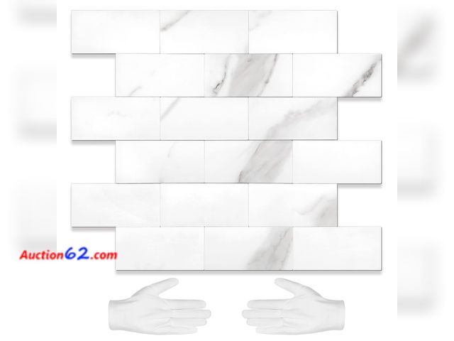 Lot 44-1950e - STICKGOO 10-Sheet Subway Tile Peel and Stick Backsplash, Calacatta See All Photo's Not Tested Appears New, A basic inspection has been given...