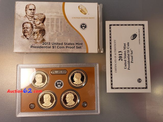 Lot 44-8544o - 2013 PRESIDENTIAL PROOF SET W/WILLIAM MCKINLEY, THEODORE ROOSEVELT, WILLIAM HOWARD TAFT AND WOODROW WILSON. ALL COINS HAVE A DEEP CAMEO FINI...