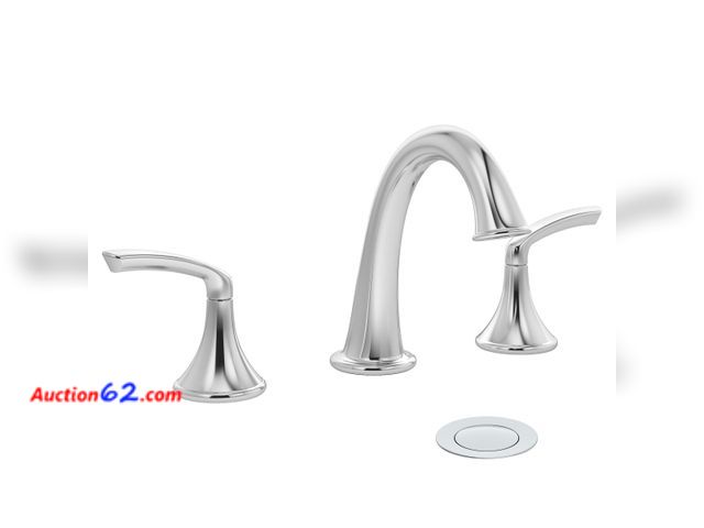 Lot 44-1854a - $169.9 Retail price - Symmons Elm Widespread Two-Handle Bathroom Faucet with Push Pop Drain Assembly in Polished Chrome (1.0 GPM), Large See...