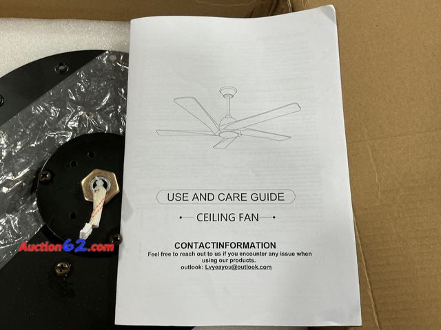Lot 44-1122o - Ceiling Fan Parts in Box See All Photo's Not Tested Appears New, A basic inspection has been given to this item. Sold AS-IS.