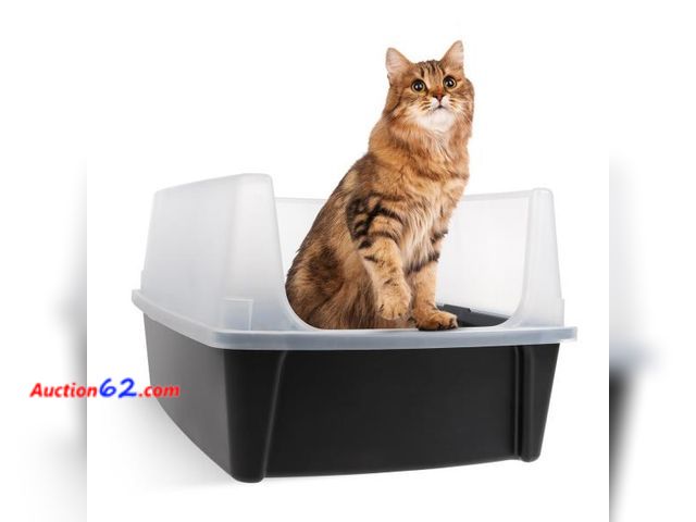 Lot 44-257b - IRIS USA XX-Large Cat Litter Box, Open Top Extra Large Litter Box for Big Cats and Multi-Cat Households, High Sided Scatter Shield, Easy to ...