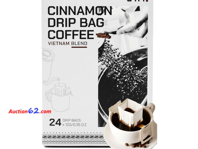 Lot 44-6817b - VIXI Drip Coffee Cinnamon Flavor, 24 bags, Natural Vietnamese Ground Coffee, Blended, Medium Roast, Hanging Ear, Disposable, Balanced Taste,...