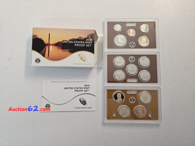 Lot 44-8536p - VERY PRICEY 2014 PROOF SET-14 COINS TOTAL W/(WARREN HARDING, CALVIN COOLIDGE, HERBERT HOOVER &amp; FRANKLIN D ROOSEVELT PRESIDENTIAL DOLLARS...