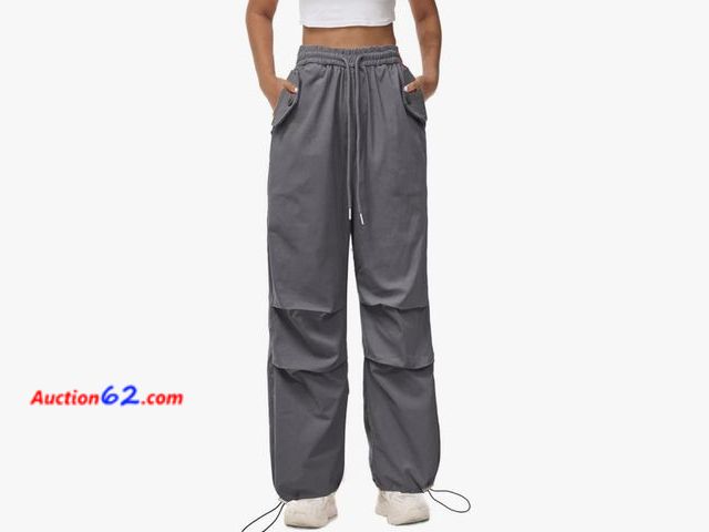 Lot 44-6508x - Size Medium NASKY High Waisted Cargo Pants for Women Combat Military Trousers Featuring Wide Legs Appears New, A basic inspection has been g...