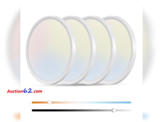 Lot 44-1809w - OFFIY 4PK Dimmable 15.8 Inch Led Ceiling Light Flush Mount, 34W, 3060LM, 3000K/3500K/4000K/5000K/6500K CCT, 0.98" Super Slim Close to Ceilin...