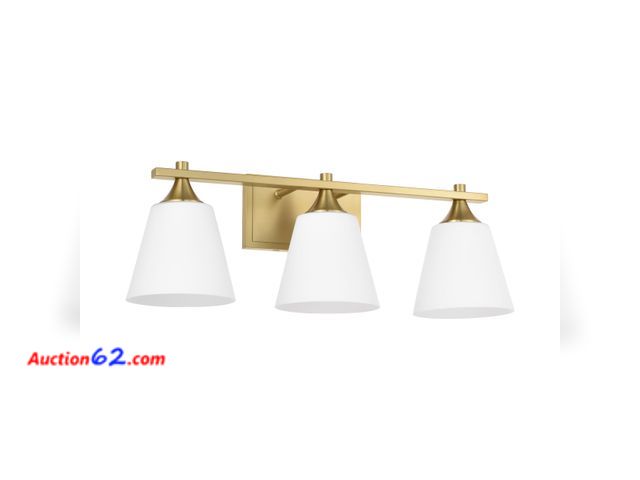 Lot 44-4008j - $116.99 Retail price - Brass Bathroom Vanity Light Fixtures, 3 Lights Traditional Gold Vanity Lighting Fixture with Opal Glass Shade, Porch ...