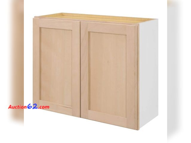 Lot 44-557t - 30 in. W X 12 in. D X 24 in. H Ready to Assemble Wall Bridge Kitchen Cabinet in Unfinished with CLICKREADY Technology Appears New, A basic i...