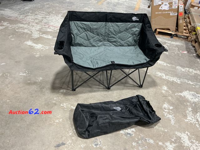 Lot 44-1104g - Double Camping Chair- Cut in fabric  E-Commerce Return, A basic inspection has been given to this item. Sold AS-IS. See All Photo's Not Test...