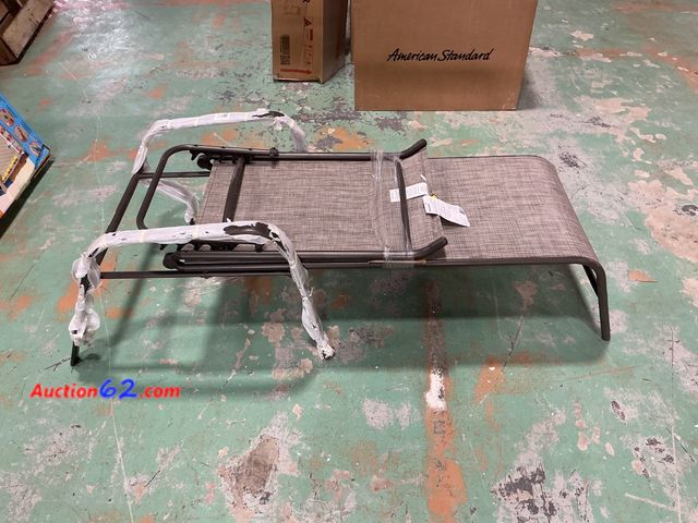 Lot 44-1825i - $149 Retail price - StyleWell Stacking Sling Chaise - Dark Taupe Finish, Riverbed Tan Fabric Not Tested See All Photo's E-Commerce Return, A...