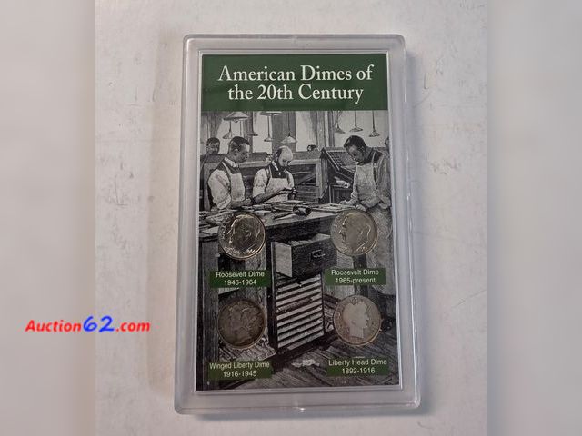 Lot 44-8312g - COMMEMORATIVE "AMERICAN DIMES OF THE 20TH CENTURY" SET. CONTAINS ONE (1) 90% SILVER ROOSEVELT DIME, ONE (1) 90% SILVER MERCURY DIME, AND ONE...