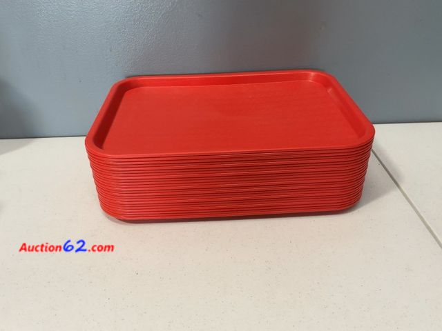 Lot 44-1647p - $120 Retail value- CFS BRANDS Cafe Trays, 12 x 16 inches, Red, Lot of 24 Appears New, A basic inspection has been given to this item. Sold A...