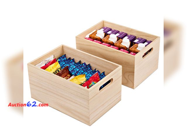 Lot 44-1651w - Sorbus Unfinished Wood Crates - Organizer Bins, Wooden Box for Pantry Organizer Storage, Closet, Arts &amp; Crafts, Cabinet Organizers, Cont...
