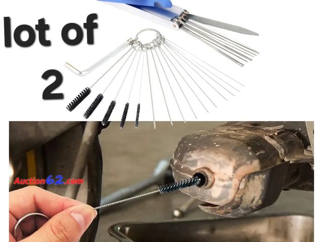 Lot 44-6561b - Lot of 2 Carburetor Cleaning Kits, Carburetor Tool Kit, Stainless Steel 13 Cleaning Wires Set + 5 Nylon Brushes + 10 Cleaning Needles +1 Thr...