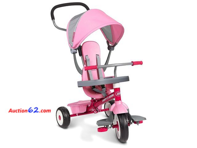 Lot 44-1741j - $109.99 Retail price - Radio Flyer Toddler Tricycle Bike and Stroller with Adjustable Seat, for 9 Months to 5 Years Old, Pink - Compact and ...