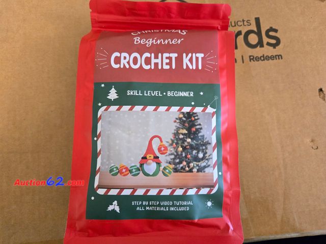 Lot 44-6760p - Christmas Gnome with Balls Crochet Kit for Beginners, Beginner Crochet Kit for Adults with Step-by-Step Video Tutorials Appears New, A basic...