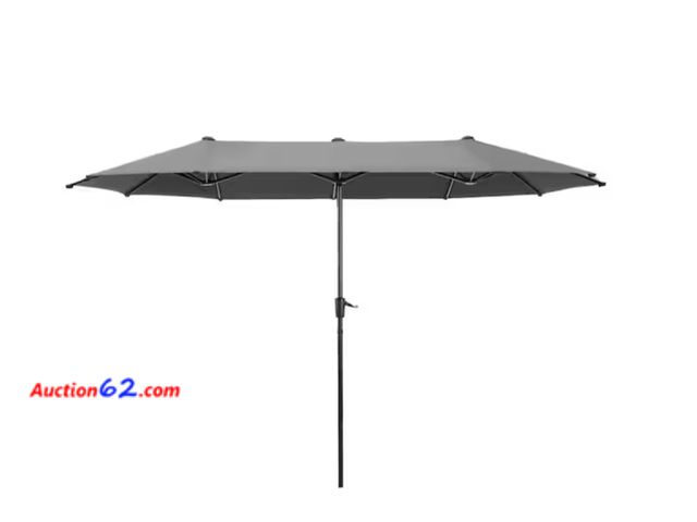Lot 44-928w - Retail value $187- 13 ft. Market Patio Umbrella 2-Side in Gray Appears New, A basic inspection has been given to this item. Sold AS-IS. See ...