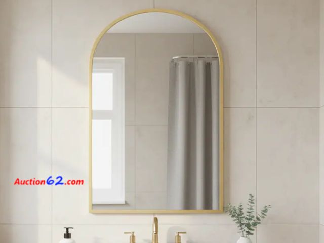 Lot 44-1707b - AOITUN - 20"x 30" Bathroom Mirror Wall Vanity Arched Mirror, Gold, Crown Shape Appears New, A basic inspection has been given to this item. ...