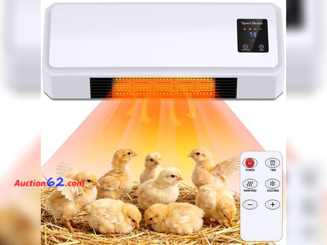 Lot 44-671o - Wall-Mounted Chicken Brooder Heater, 2 in 1 Chicken Coop Heater, Chick Brooder with Remote &amp; 59-99℉ Adjustable Temp, 1500W Fast Heating ...