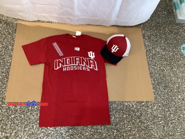 Lot 44-7754i - Lot of (1) Small Indiana University T-shirt and IU trucker hat.  Appears New, A basic inspection has been given to this item. Sold AS-IS. Se...
