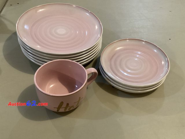 Lot 44-7700i - Lot of (6) dinner plates and (3) salad plates and (1) soup mug.  Appears New, A basic inspection has been given to this item. Sold AS-IS. Se...