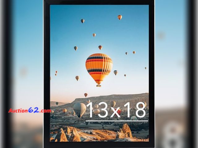 Lot 44-7343w - Lot of (2) 13×18 picture frame black for poster photo picture, horizontal and vertical format for wall hanging, 13×18 wall gallery poster ph...